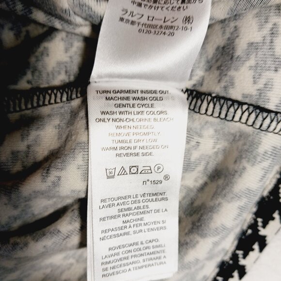 Lauren Ralph Lauren, Black & White Houndstooth Short Sleeve Cotton Top, Medium - Picture 13 of 13